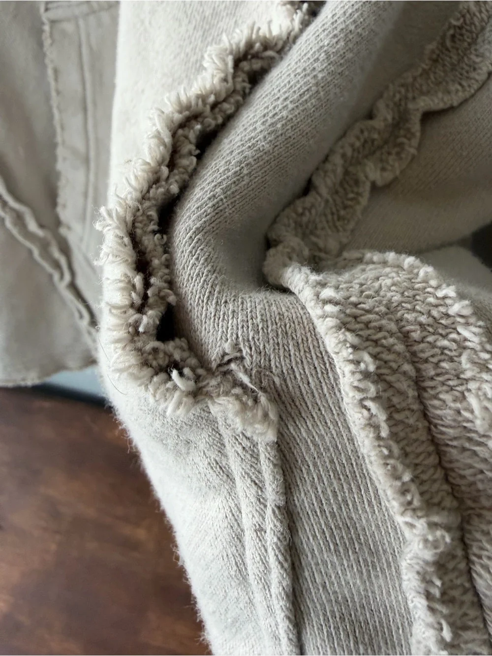 Natural Life tan cotton oversized raw hems Weekend hoodie Women’s sz L/XL - Picture 7 of 8